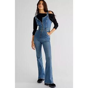 Boyish The Sam 'About Time' Zip Up Denim Sleeveless Jumpsuit Size 6